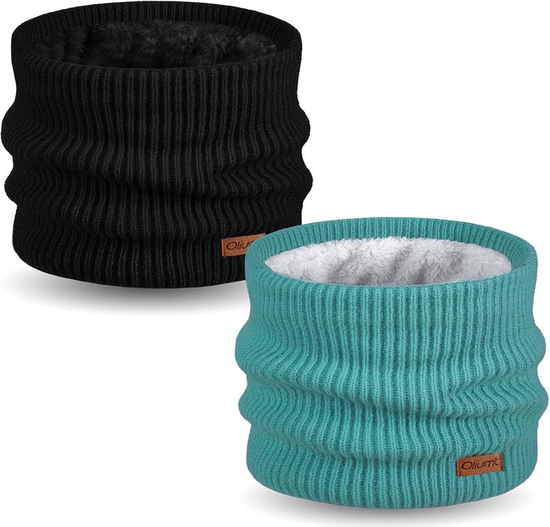 Oliumt Kids Neck Warmer Winter Neck Gaiters Knitted Infinity Scarf for Boys Girls Fleece Lined Ski Mask for Cold Weather - Image 1